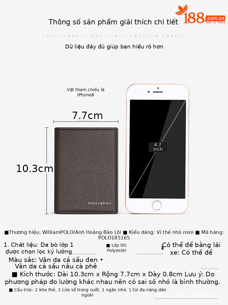 Ví da thật nam nhiều ngăn đựng thẻ, bằng lái xe, giấy tờ chi tiết 2