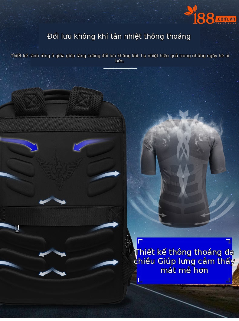 Ba lô Emperor Paul nam đa năng đựng laptop, du lịch, công sở dáng mỏng nhẹ chi tiết 8