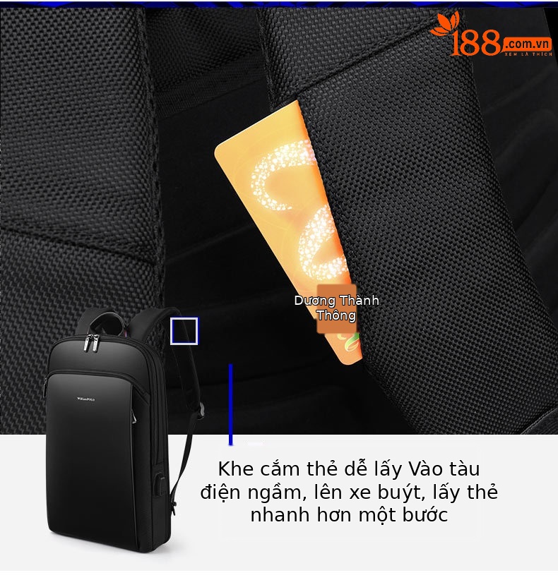 Ba lô Emperor Paul nam đa năng đựng laptop, du lịch, công sở dáng mỏng nhẹ chi tiết 10
