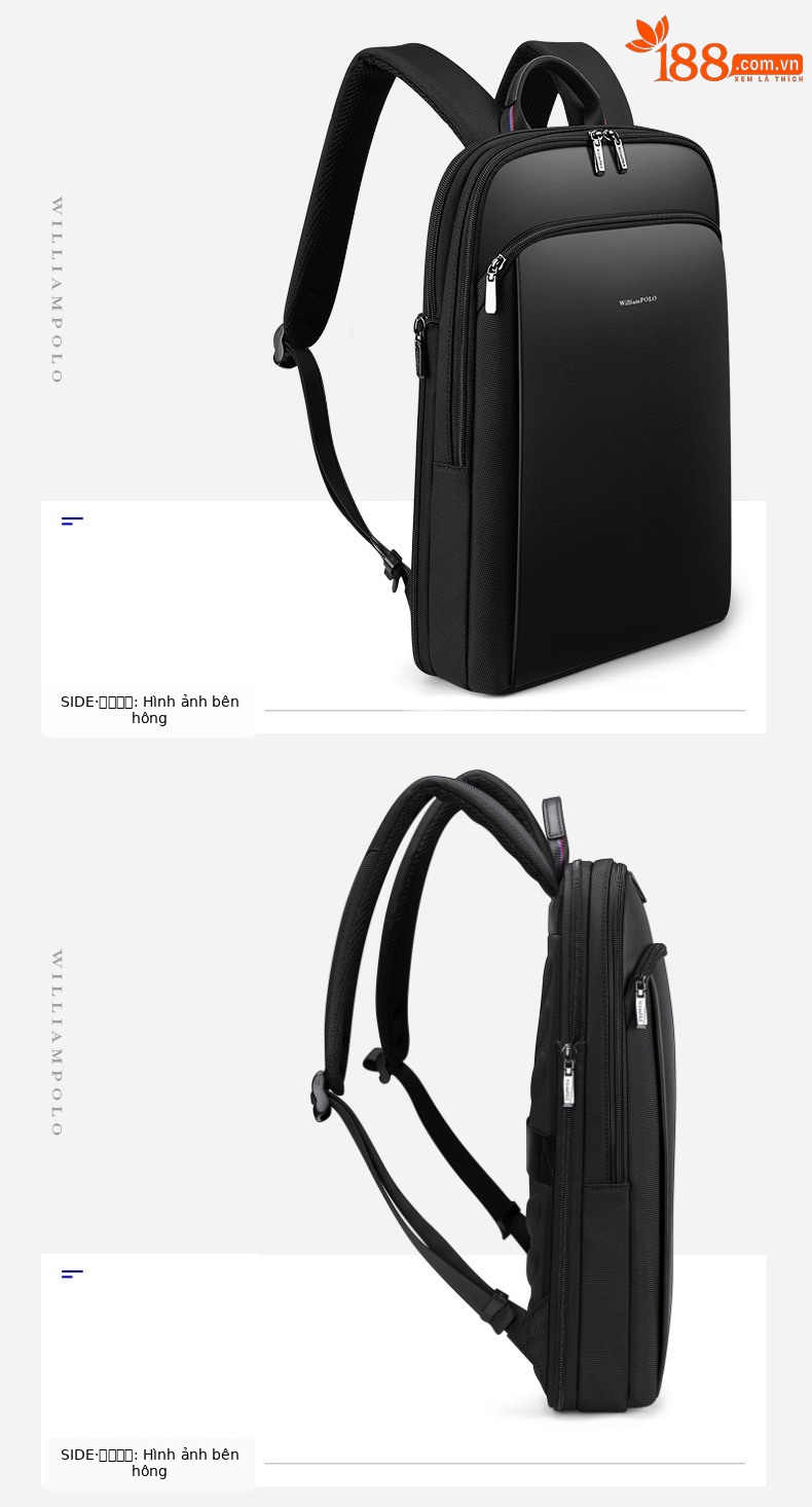 Ba lô Emperor Paul nam đa năng đựng laptop, du lịch, công sở dáng mỏng nhẹ chi tiết 12