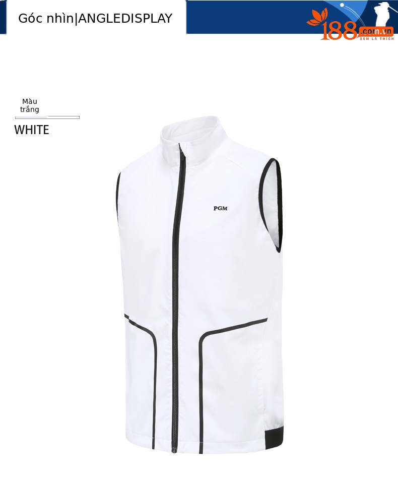 Áo vest golf nam PGM dạng gile không tay, chất liệu co giãn thoáng khí — Vest Nam YF363 [màu trắng], Vest Nam YF363 [xám], Vest Nam YF363 [màu đỏ] chi tiết 7