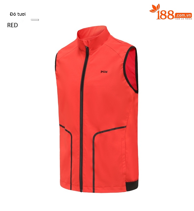 Áo vest golf nam PGM dạng gile không tay, chất liệu co giãn thoáng khí — Vest Nam YF363 [màu trắng], Vest Nam YF363 [xám], Vest Nam YF363 [màu đỏ] chi tiết 13