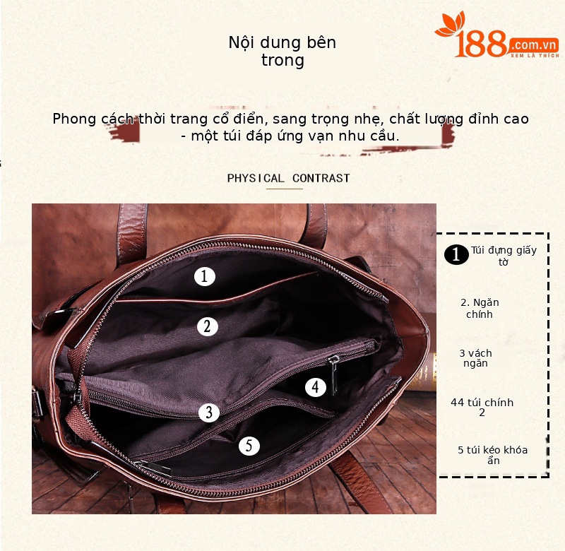 Túi xách tay nữ da bò thật dập nổi họa tiết cổ điển — Xám cổ điển, Nâu cổ điển, Đỏ cổ điển chi tiết 4