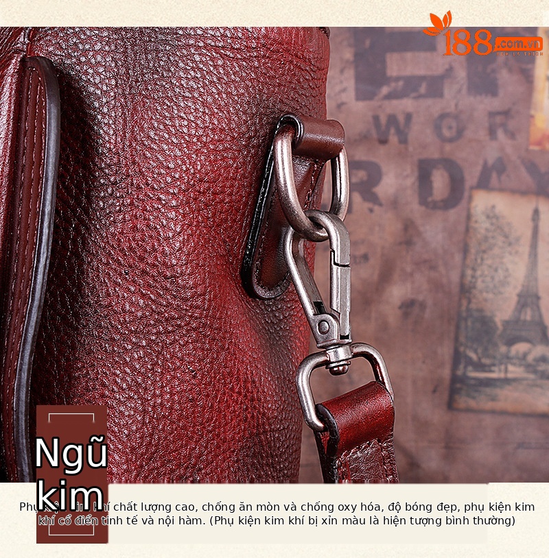 Túi xách tay nữ da bò thật dập nổi họa tiết cổ điển — Xám cổ điển, Nâu cổ điển, Đỏ cổ điển chi tiết 8