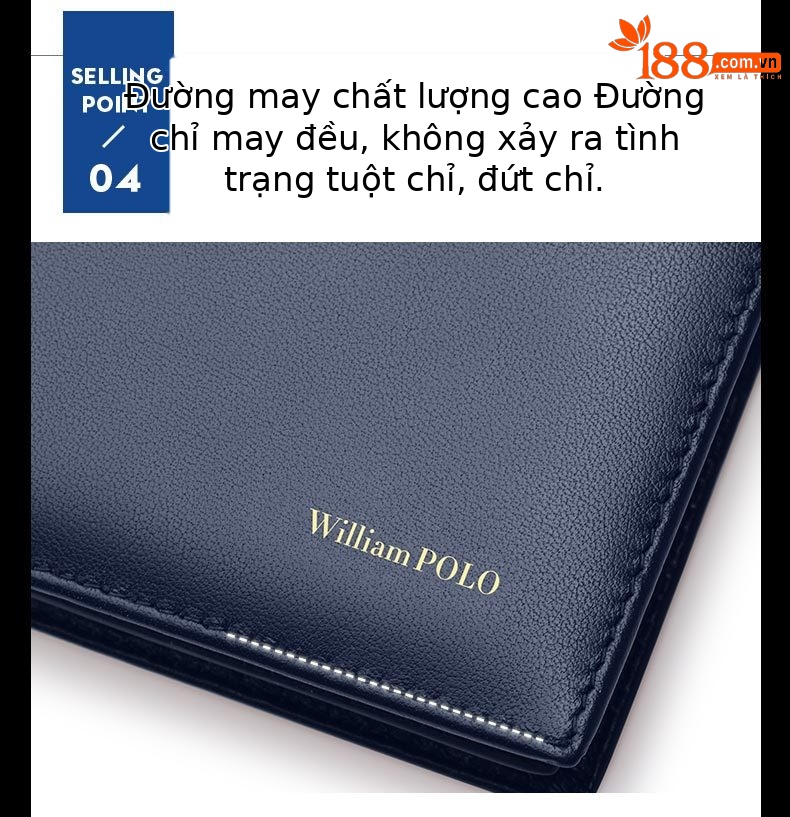 Ví da nam Emperor Paul 2024 hàng xuất khẩu da bò lớp 1 cao cấp dạng dài nhiều khe thẻ chi tiết 9