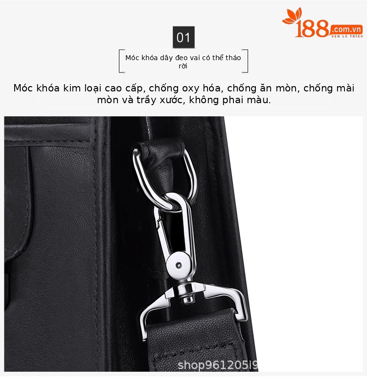 Cặp da bò cao cấp nam đựng laptop 15-17 inch, túi xách tay đeo vai đa năng — Màu đen, Màu nâu chi tiết 1