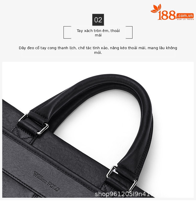 Cặp da bò cao cấp nam đựng laptop 15-17 inch, túi xách tay đeo vai đa năng — Màu đen, Màu nâu chi tiết 2