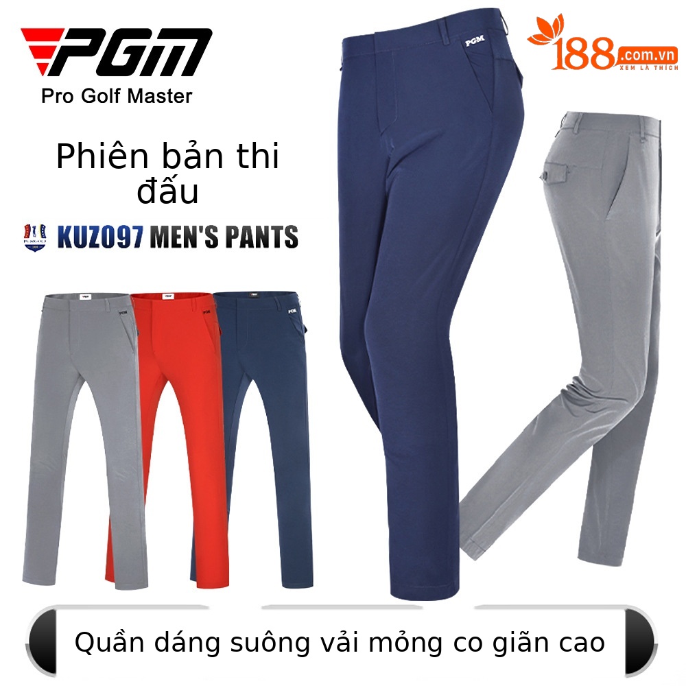 Quần thể thao golf nam co giãn mềm mại PGM — KUZ097 Màu Đỏ, KUZ097 màu xám, KUZ097 màu xanh hải quân