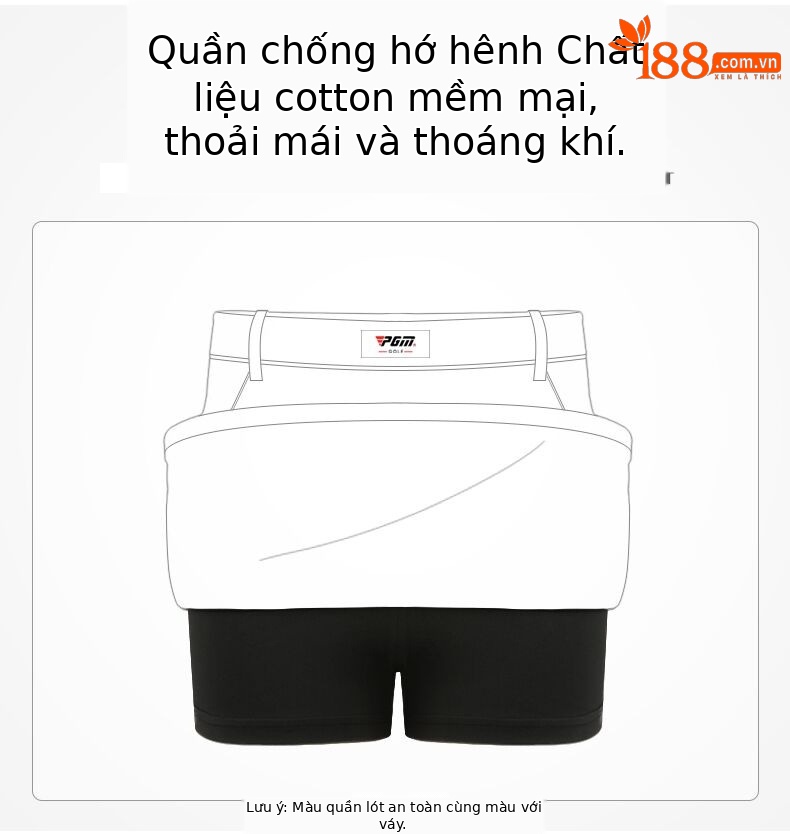 Váy golf nữ ngắn chống hở PGM thu đông — QZ066 màu trắng, QZ066 kaki chi tiết 11