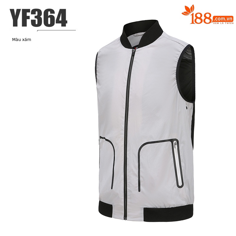Áo vest golf nam PGM YF364 dáng gile không tay, chống gió nhẹ thoáng khí — Vest Nam YF364 màu xám, Áo vest nam YF364 màu trắng