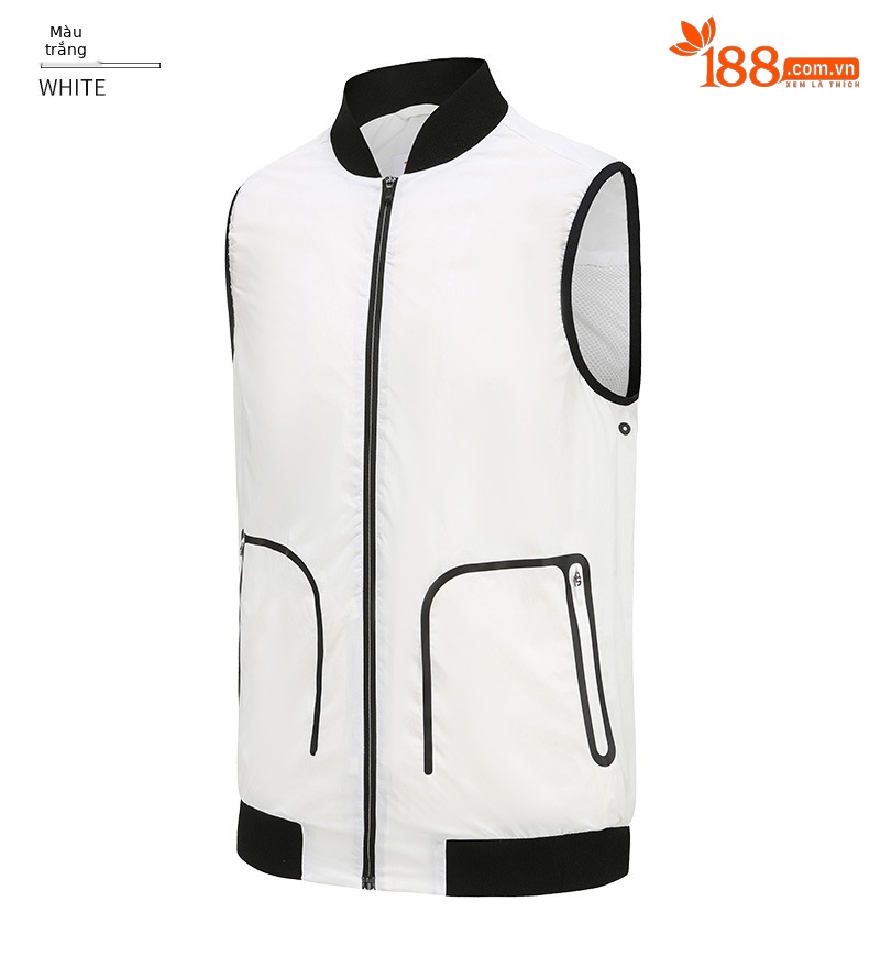 Áo vest golf nam PGM YF364 dáng gile không tay, chống gió nhẹ thoáng khí — Vest Nam YF364 màu xám, Áo vest nam YF364 màu trắng chi tiết 11