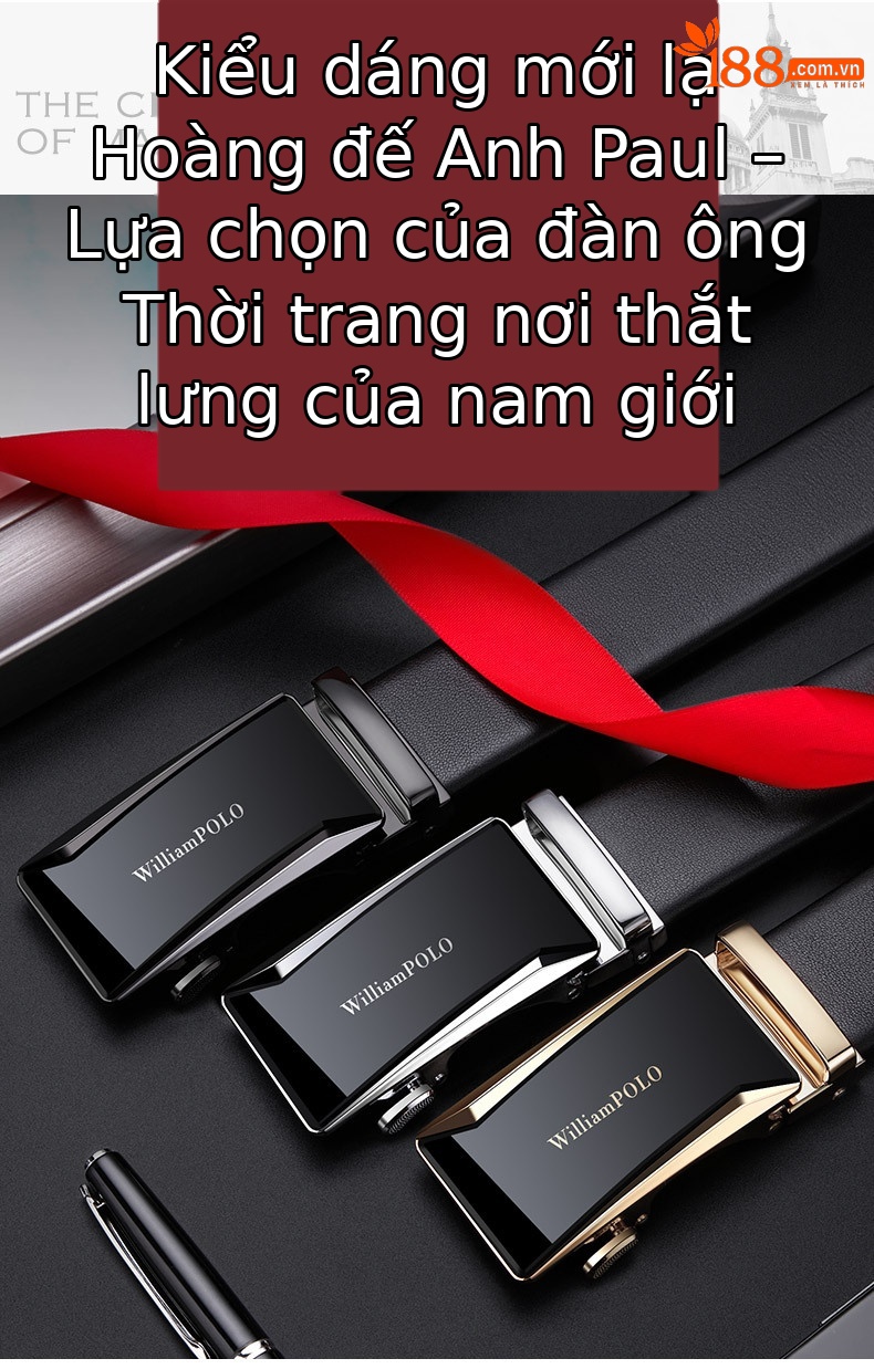 Thắt lưng da bò nguyên chất khóa tự động Emperor Paul – Dây lưng nam da thật cao cấp — 120cm, 130cm, 110cm, 125cm chi tiết 2