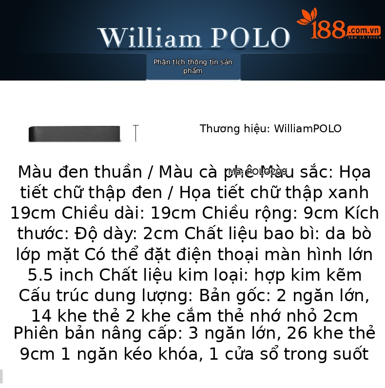 Ví dài da bò thật Emperor Paul nhiều ngăn thẻ chống trộm cầm tay chi tiết 4
