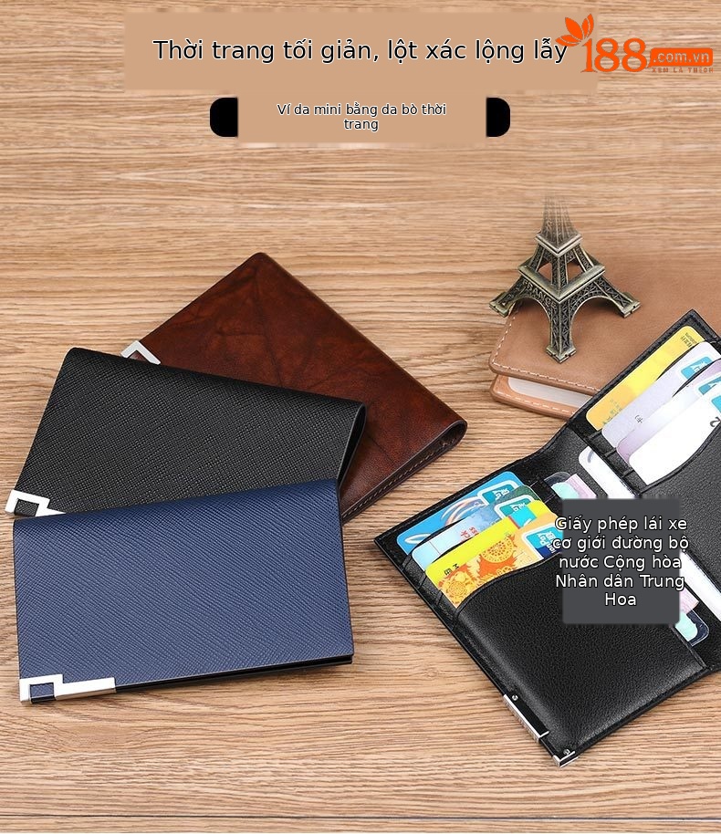 Ví card holder nam da thật siêu mỏng mini đựng thẻ lái xe thẻ ngân hàng thẻ tín dụng Emperor Paul chi tiết 1