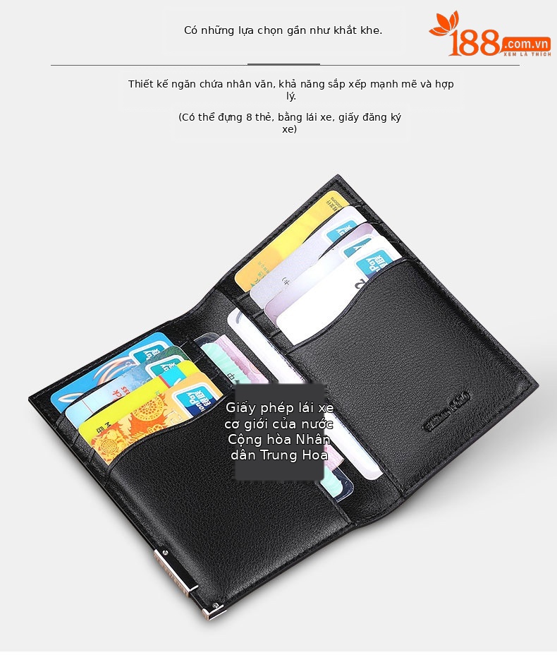 Ví card holder nam da thật siêu mỏng mini đựng thẻ lái xe thẻ ngân hàng thẻ tín dụng Emperor Paul chi tiết 8