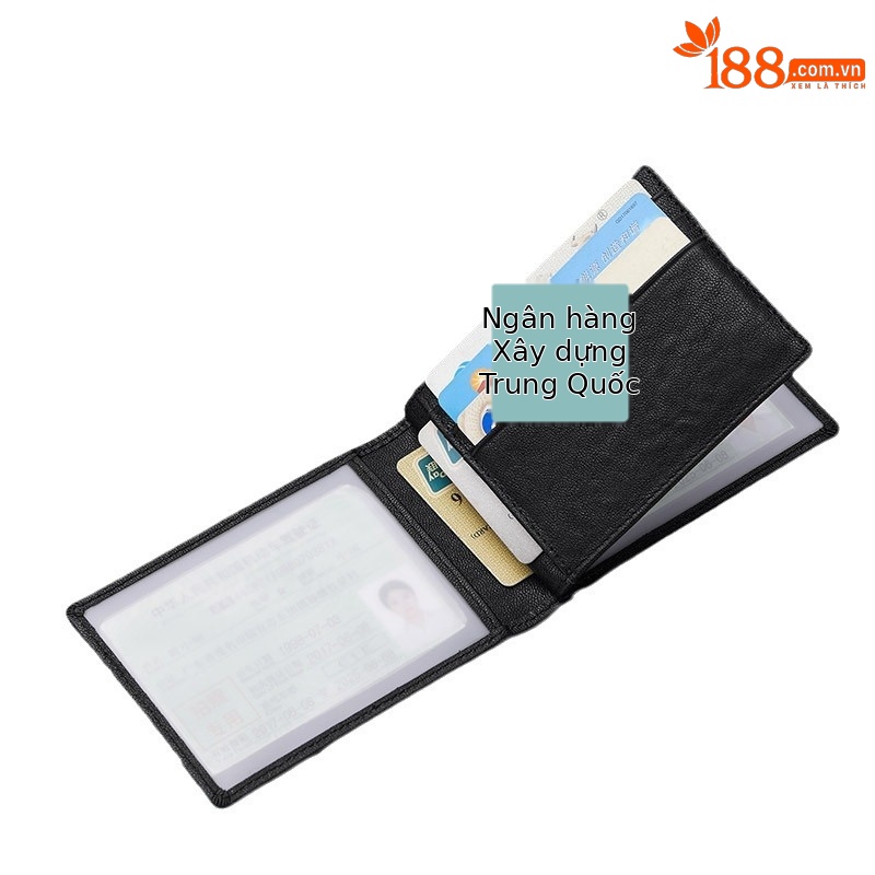 Ví nam da bò thật gập mini siêu mỏng đựng thẻ và bằng lái