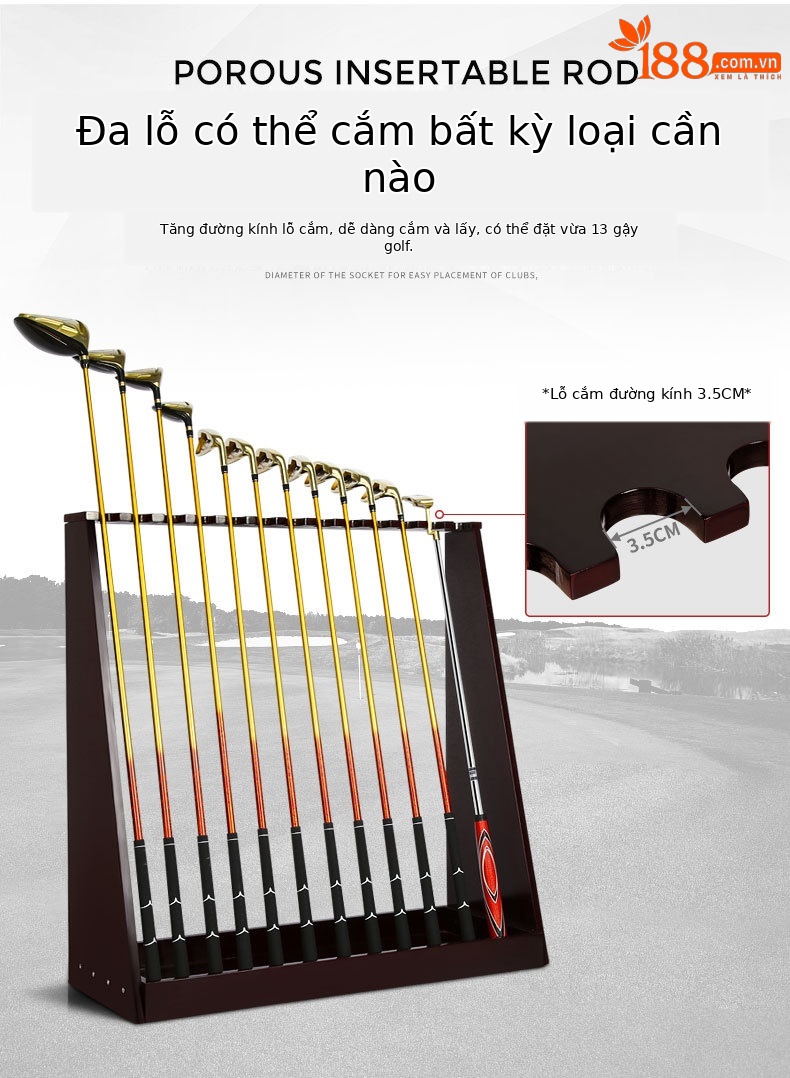 Giá treo gậy golf PGM bằng gỗ nguyên khối 13 lỗ — Giá đỡ Gậy 13 lỗ bằng gỗ nguyên khối ZJ009 chi tiết 4