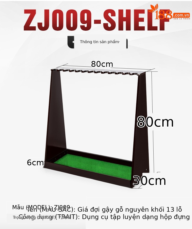 Giá treo gậy golf PGM bằng gỗ nguyên khối 13 lỗ — Giá đỡ Gậy 13 lỗ bằng gỗ nguyên khối ZJ009 chi tiết 7