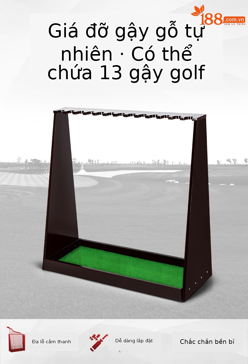 Giá treo gậy golf PGM bằng gỗ nguyên khối 13 lỗ — Giá đỡ Gậy 13 lỗ bằng gỗ nguyên khối ZJ009 chi tiết 3
