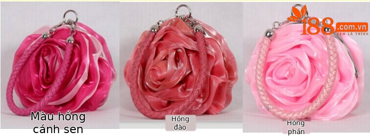 Túi dạ hội hoa satin ba chiều xách tay nhỏ — Màu trắng, Màu tím, Màu xanh lam, Màu đen chi tiết 3