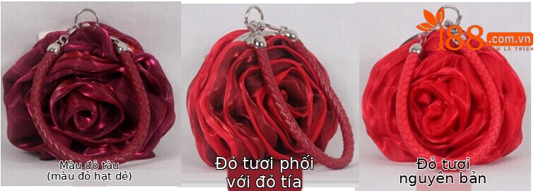 Túi dạ hội hoa satin ba chiều xách tay nhỏ — Màu trắng, Màu tím, Màu xanh lam, Màu đen chi tiết 4