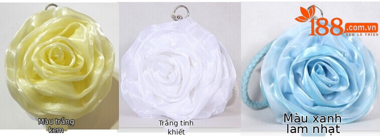 Túi dạ hội hoa satin ba chiều xách tay nhỏ — Màu trắng, Màu tím, Màu xanh lam, Màu đen chi tiết 8