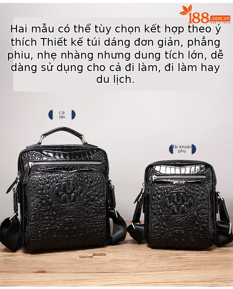 Túi đeo chéo nam da bò vân cá sấu cao cấp phong cách thời trang chi tiết 2