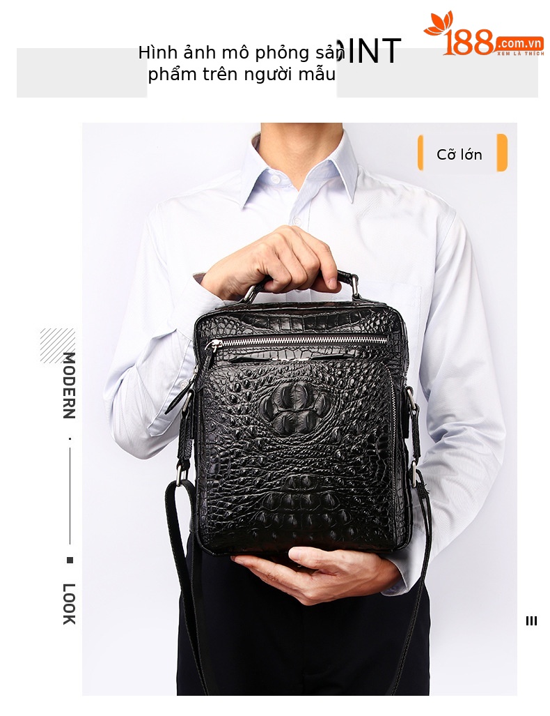 Túi đeo chéo nam da bò vân cá sấu cao cấp phong cách thời trang chi tiết 4