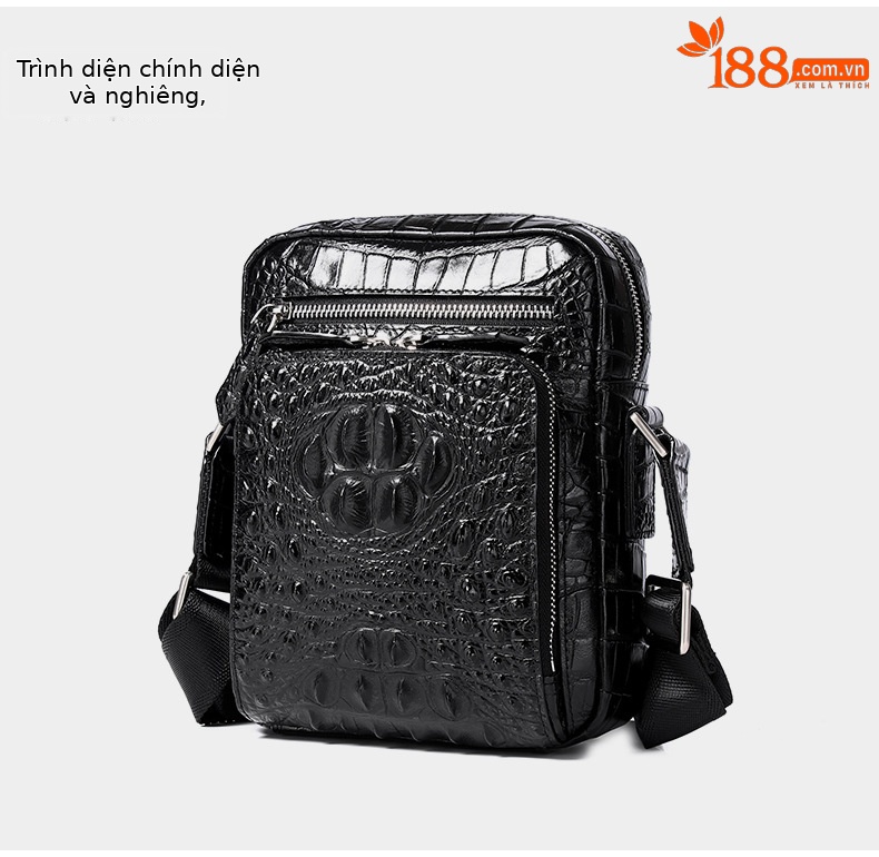 Túi đeo chéo nam da bò vân cá sấu cao cấp phong cách thời trang chi tiết 14