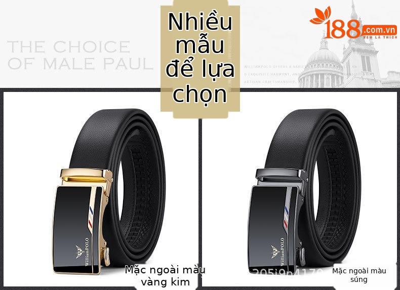 Thắt lưng nam da bò thật Emperor Paul khóa tự động cao cấp phong cách công sở — 120cm, 130cm, 110cm, 125cm chi tiết 1