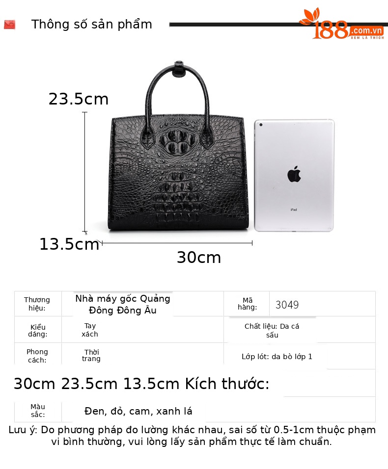 Túi đeo chéo nữ da cá sấu dây xích phối kim tuyến 30x23.5x13.5 cm — Đỏ rượu, Màu đen, Màu xanh lá, Màu đỏ chi tiết 3