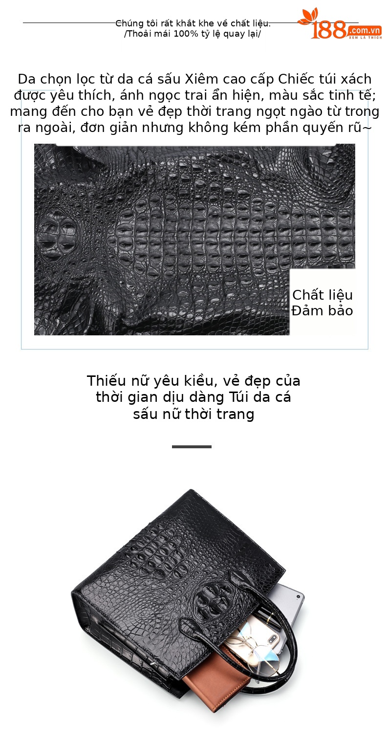 Túi đeo chéo nữ da cá sấu dây xích phối kim tuyến 30x23.5x13.5 cm — Đỏ rượu, Màu đen, Màu xanh lá, Màu đỏ chi tiết 4