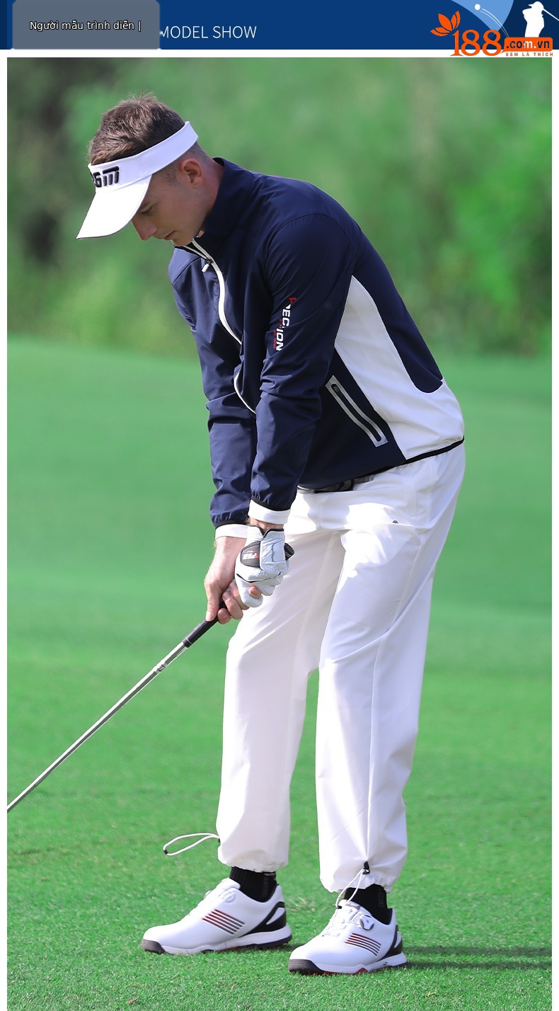 Quần thể thao golf nam chống mưa, thun eo điều chỉnh dây — KUZ095-màu trắng, KUZ095-Màu đen chi tiết 6