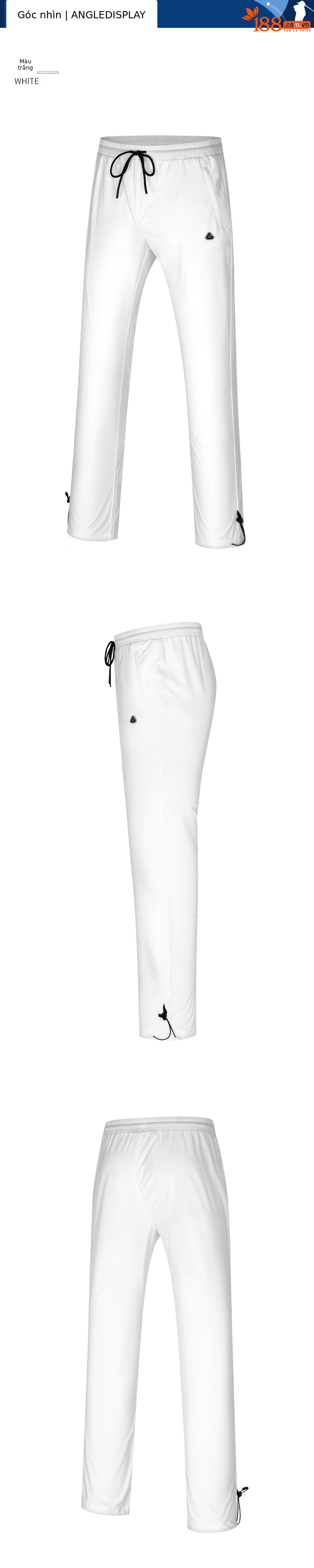 Quần thể thao golf nam chống mưa, thun eo điều chỉnh dây — KUZ095-màu trắng, KUZ095-Màu đen chi tiết 9