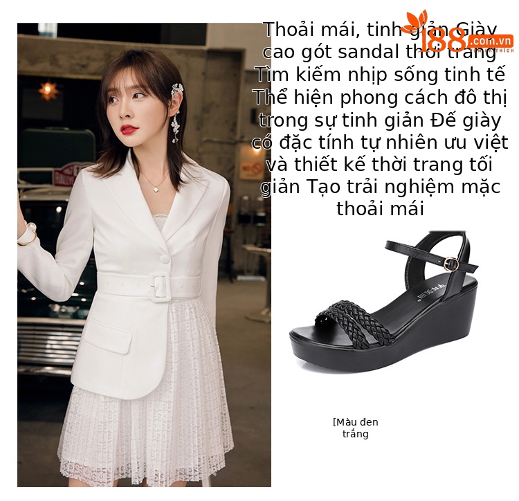 Sandal nữ đế xuồng cao gót mũi hở phong cách mới 2025, đế dày platform, size lớn 40-43 — Màu đen, Màu trắng chi tiết 2