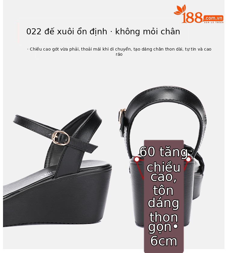 Sandal nữ đế xuồng cao gót mũi hở phong cách mới 2025, đế dày platform, size lớn 40-43 — Màu đen, Màu trắng chi tiết 8