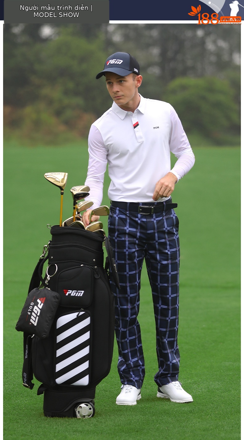 Áo thun golf nam dài tay cổ tròn vải thể thao co giãn — YF414-màu đỏ, YF414-màu xanh hải quân, YF414-màu trắng, YF414-màu xanh nhạt chi tiết 4