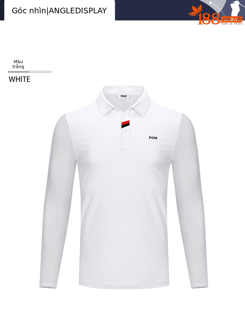 Áo thun golf nam dài tay cổ tròn vải thể thao co giãn — YF414-màu đỏ, YF414-màu xanh hải quân, YF414-màu trắng, YF414-màu xanh nhạt chi tiết 12