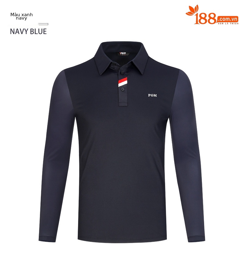 Áo thun golf nam dài tay cổ tròn vải thể thao co giãn — YF414-màu đỏ, YF414-màu xanh hải quân, YF414-màu trắng, YF414-màu xanh nhạt chi tiết 15