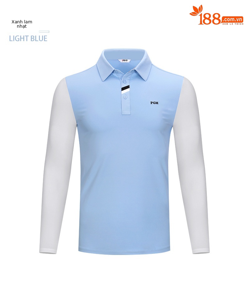 Áo thun golf nam dài tay cổ tròn vải thể thao co giãn — YF414-màu đỏ, YF414-màu xanh hải quân, YF414-màu trắng, YF414-màu xanh nhạt chi tiết 18