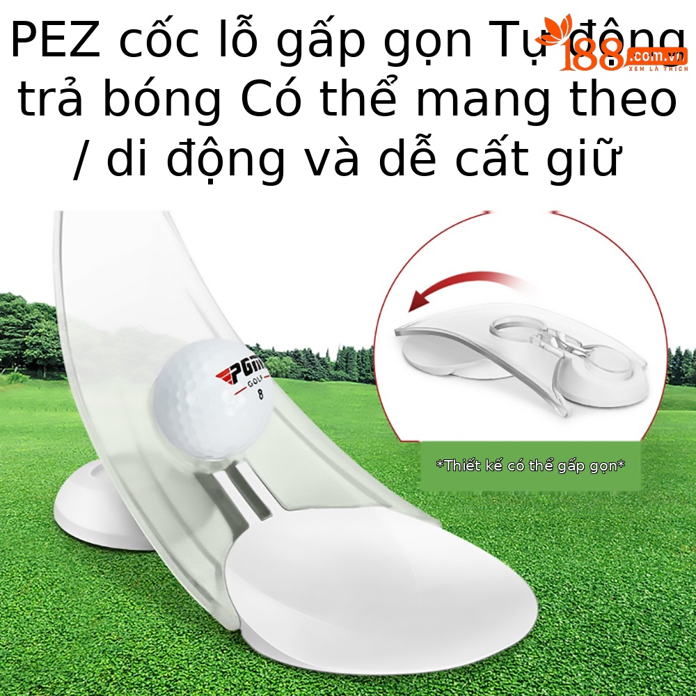 Cốc lỗ golf gập PGM tự động trả bóng, kích thước 13.5x10.7x20 cm — Màu xanh lam