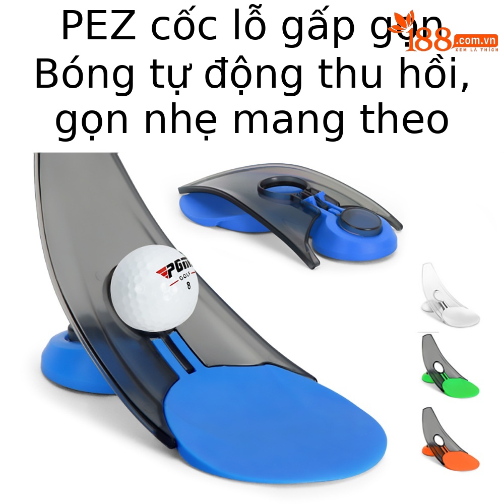 Cốc lỗ golf gập PGM tự động trả bóng, kích thước 13.5x10.7x20 cm — Màu xanh lam