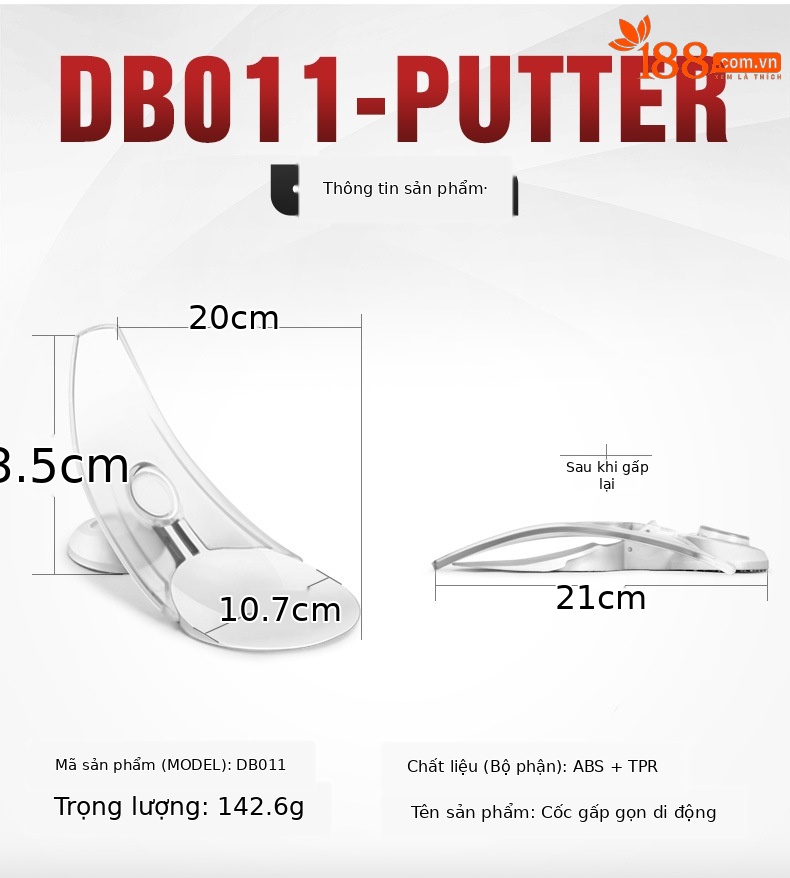 Cốc lỗ golf gập PGM tự động trả bóng, kích thước 13.5x10.7x20 cm — Màu xanh lam chi tiết 3