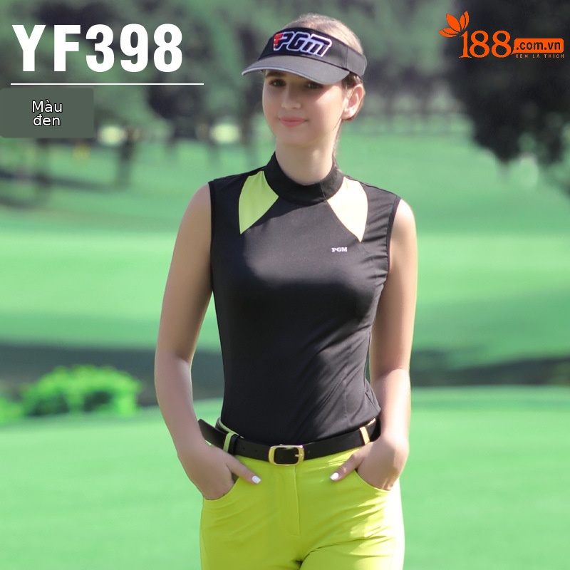 Áo thun không tay nữ golf PGM co giãn nhanh khô — Áo thun không tay nữ YF398 màu đen, Áo thun nữ không tay YF398 màu trắng, Áo thun nữ không tay YF398 màu xanh nhạt