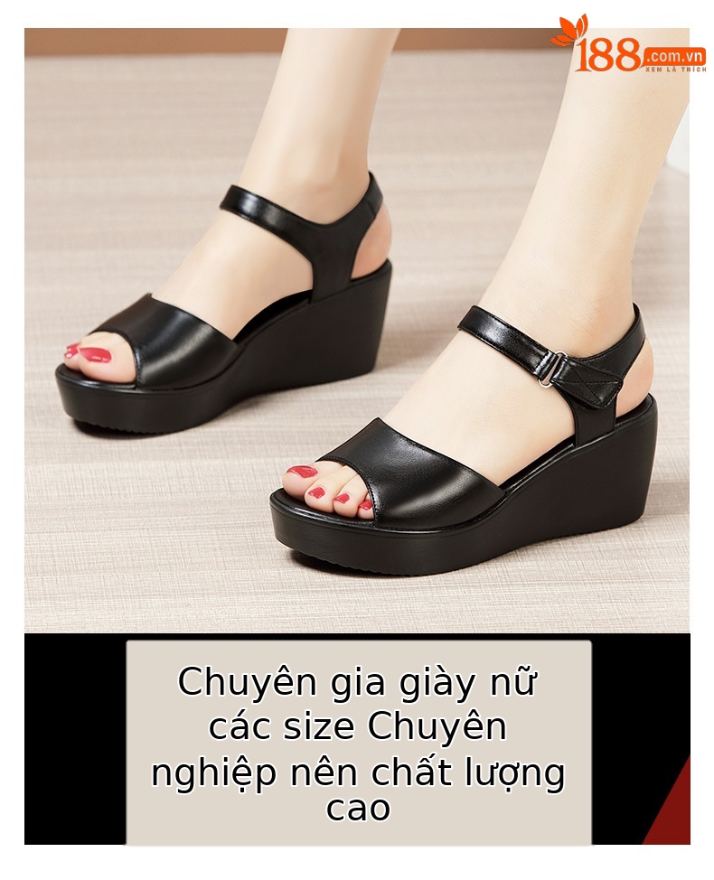 Dép sandal nữ đế xuồng da mềm gót 11 cm platform thời trang hè 2025 — Màu đen 11 cm, Màu đen, Màu trắng, Màu đỏ 11 cm chi tiết 3