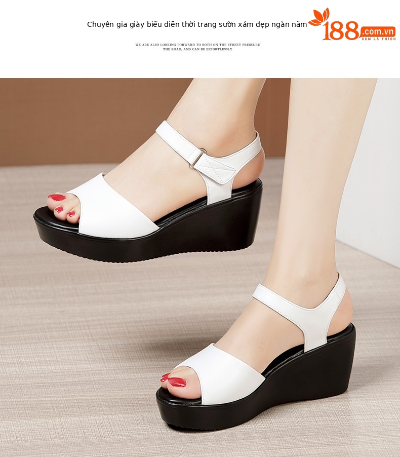 Dép sandal nữ đế xuồng da mềm gót 11 cm platform thời trang hè 2025 — Màu đen 11 cm, Màu đen, Màu trắng, Màu đỏ 11 cm chi tiết 12