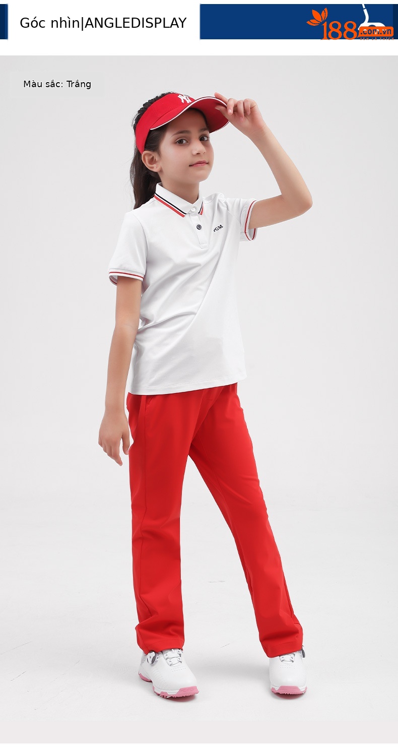 Áo thun tay ngắn golf bé gái PGM – Thoáng khí, khô nhanh mùa xuân hè — YF413 màu hồng, YF411 màu tím nhạt, YF413 màu xanh nhạt, YF413 màu xanh hải quân chi tiết 6