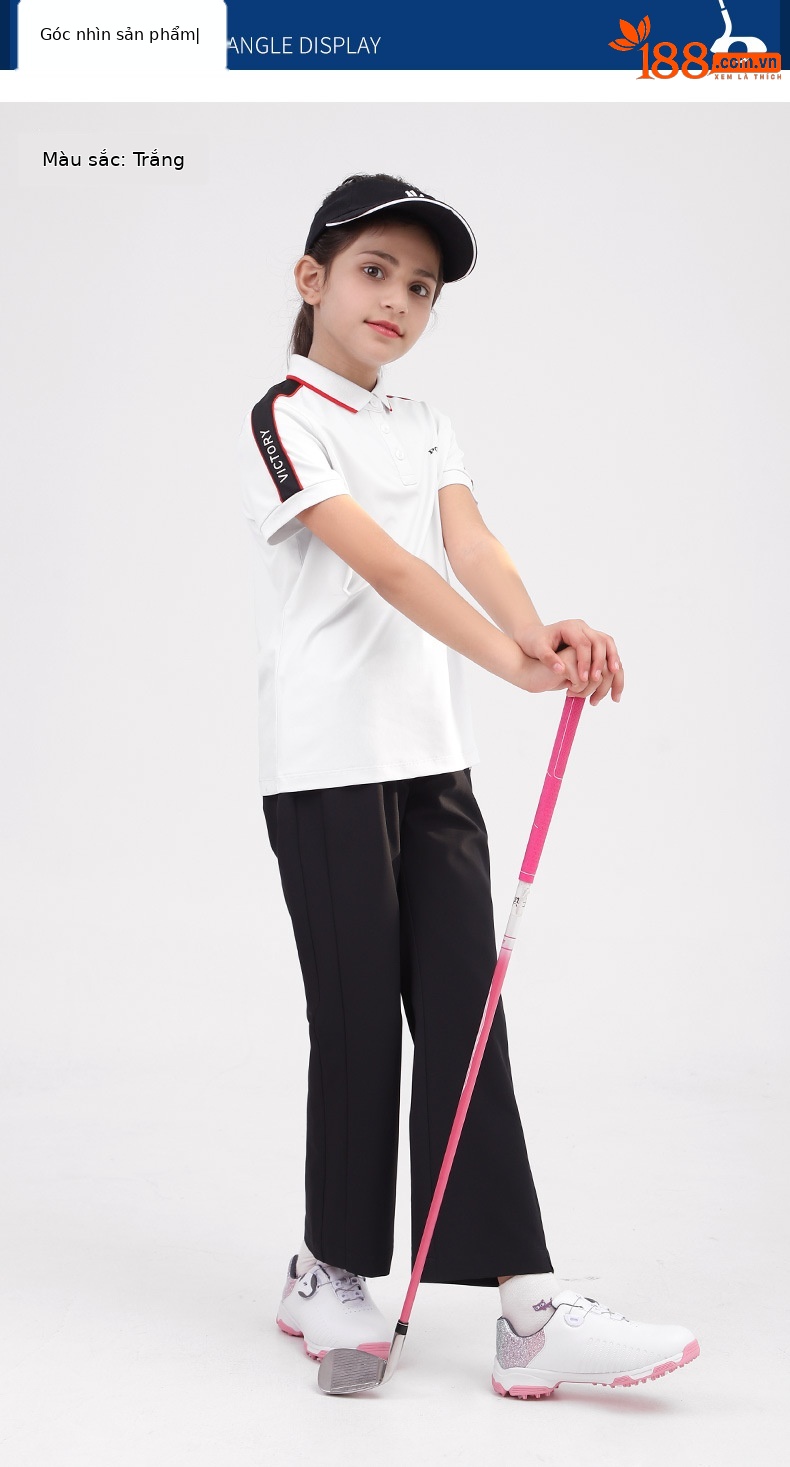 Áo thun tay ngắn golf bé gái PGM – Thoáng khí, khô nhanh mùa xuân hè — YF413 màu hồng, YF411 màu tím nhạt, YF413 màu xanh nhạt, YF413 màu xanh hải quân chi tiết 16