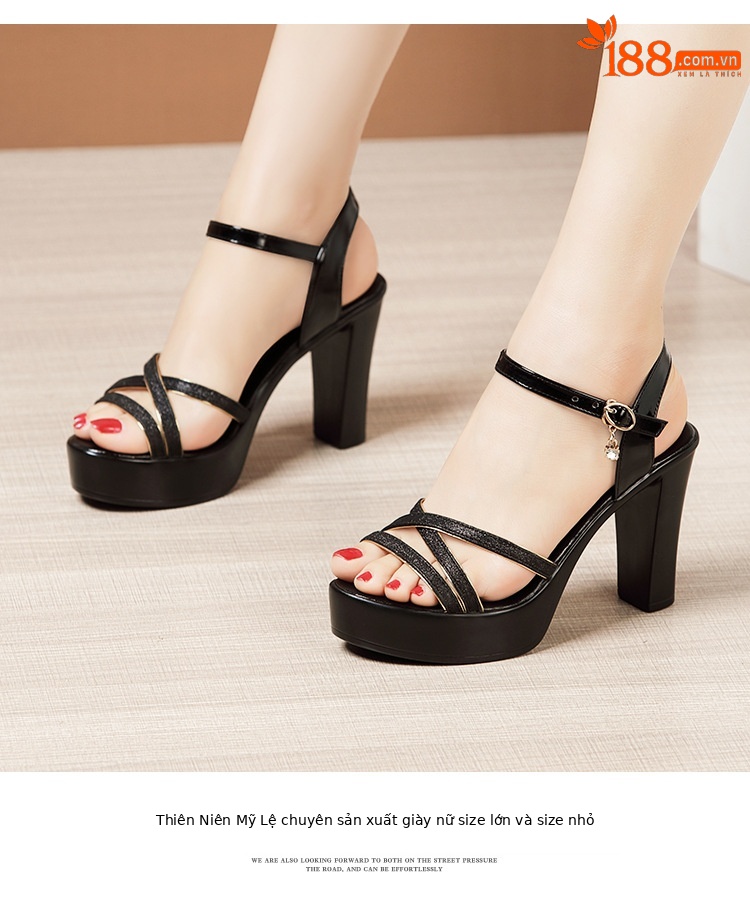 Sandal cao gót nữ hở mũi đế dày platform 10cm – 13cm đi catwalk mùa hè — Màu vàng 13 cm, Màu đen 13 cm, Bạc 13 cm, Màu vàng 10 cm chi tiết 12