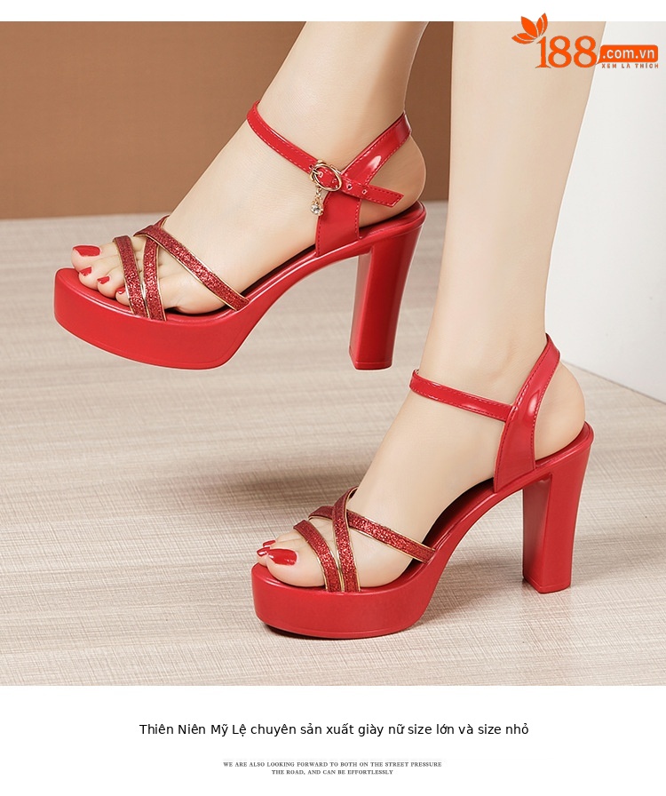 Sandal cao gót nữ hở mũi đế dày platform 10cm – 13cm đi catwalk mùa hè — Màu vàng 13 cm, Màu đen 13 cm, Bạc 13 cm, Màu vàng 10 cm chi tiết 14